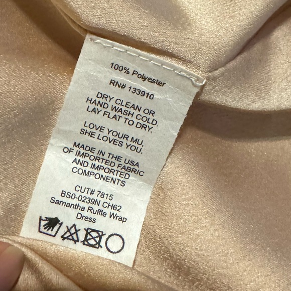 Show Me Your Mumu Samantha Ruffle Wrap Dress | XSmall | Champagne Luxe Satin - Picture 7 of 8